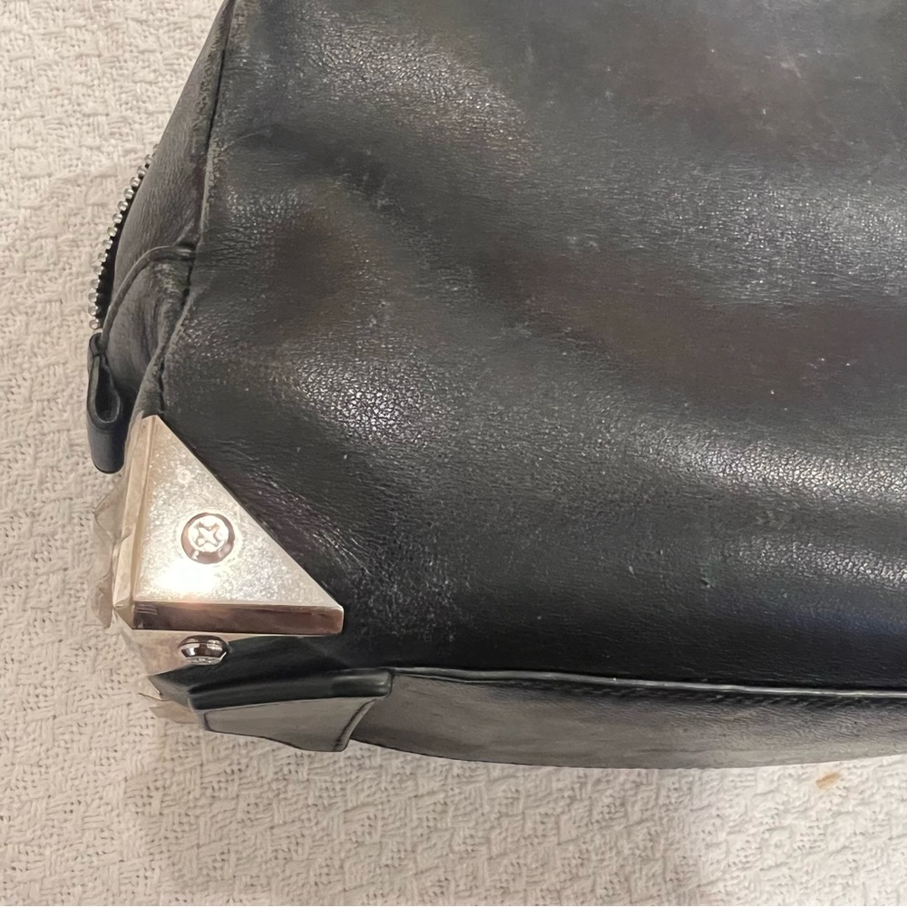 Alexander Wang Black Leather Cosmetic Pouch with Silver Hardware - Picture 2 of 4